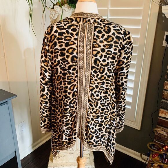 Chicos Oversized Animal Print Long Coatigan Cardigan Sweater size M - Picture 4 of 10
